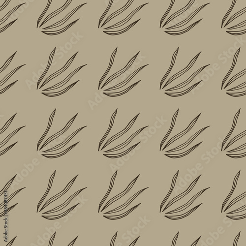 Retro style doodle grasss seamless pattern. Nature botanical wallpaper.