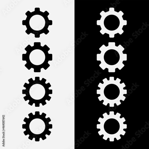Set of black and white icons of gears and cogwheel. Easy to edit and enlarge vector illustration.