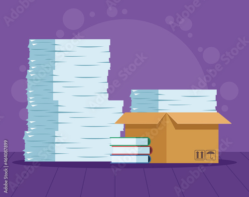pile files in box