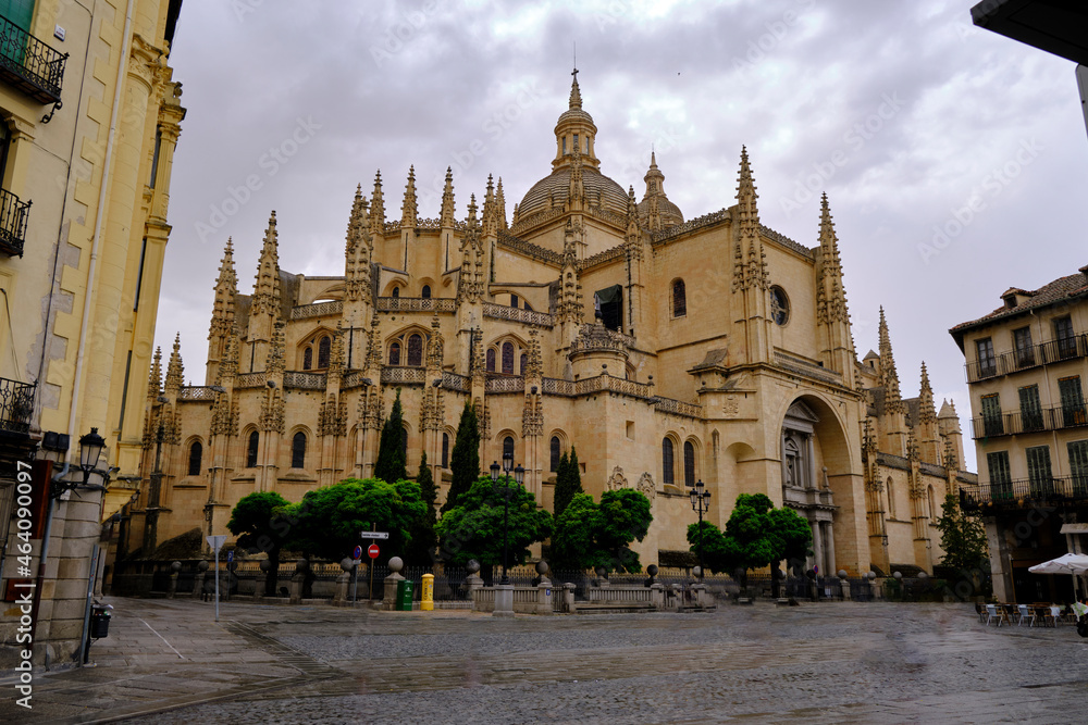 view of the Gothic - style Segovia Cathedral