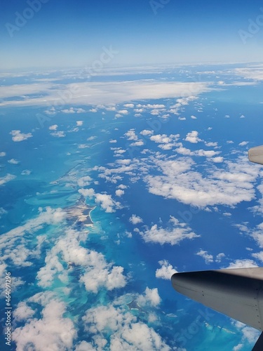 Carribean Islands from a plane, aerial view