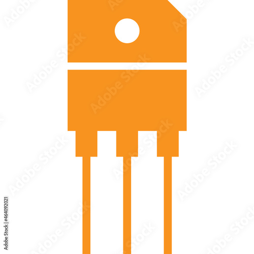 Transistor soild icon, electronic and circuit thing in main board white background photo