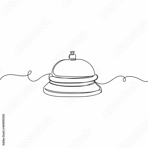 Vector continuous one single line drawing of bell in silhouette on a white background. Linear stylized.