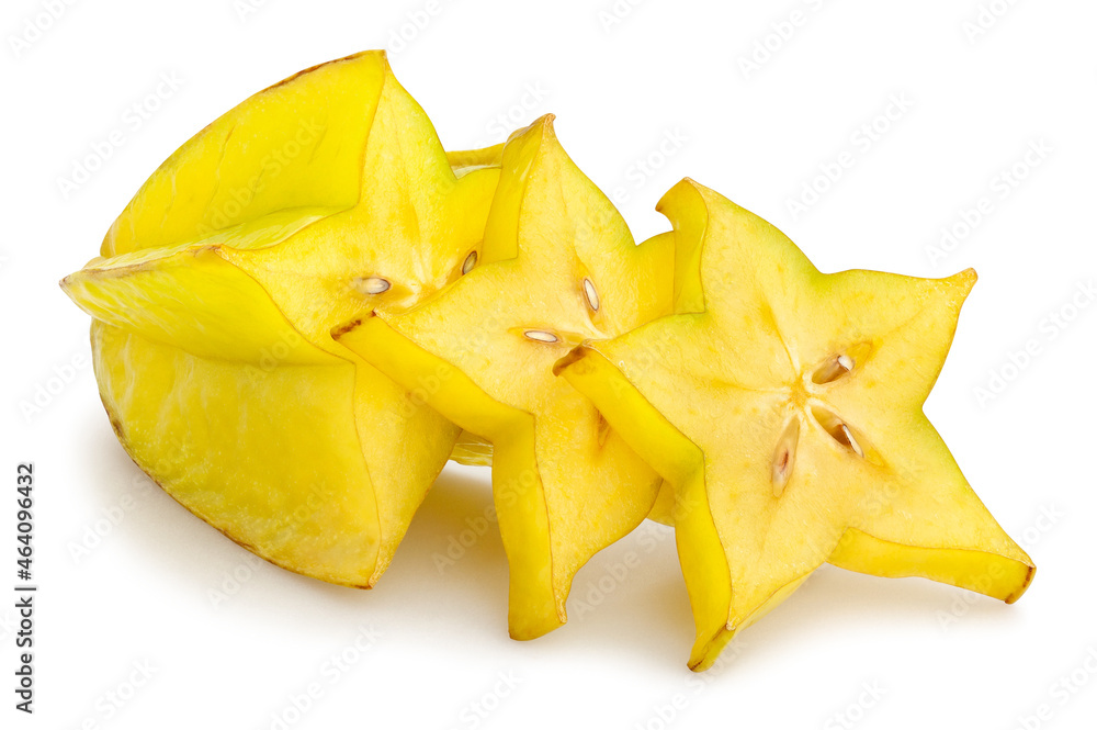 sliced carambola starfruit path isolated on white sliced carambola starfruit path isolated on white