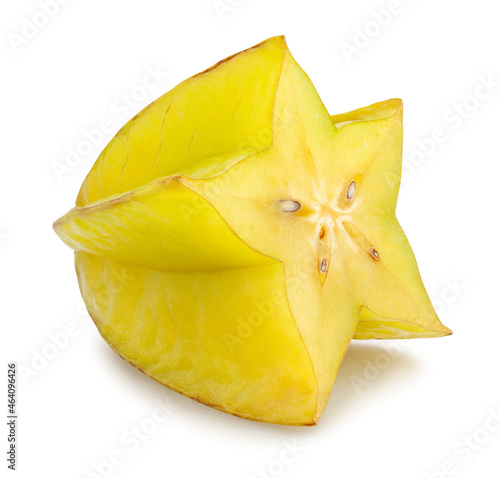 sliced carambola starfruit path isolated on white photo