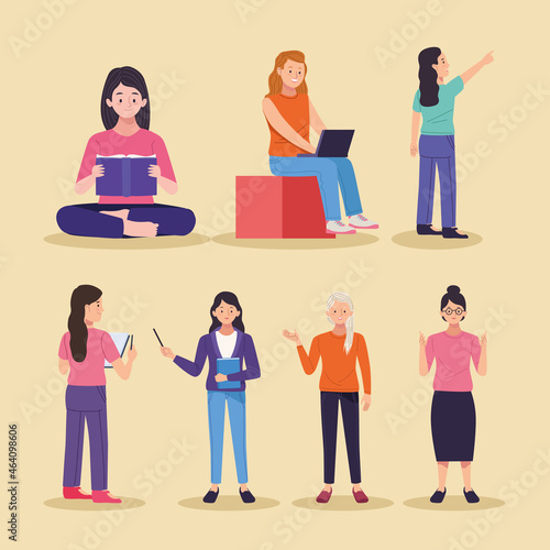 group of seven students girls