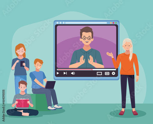 students and teacher class online