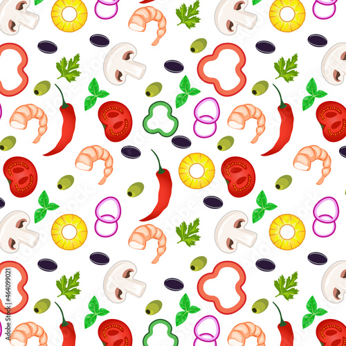 pattern of vegetables and shrimps for packing textiles wallpaper