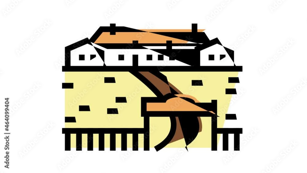 ranch style house animated color icon. ranch style house sign. isolated