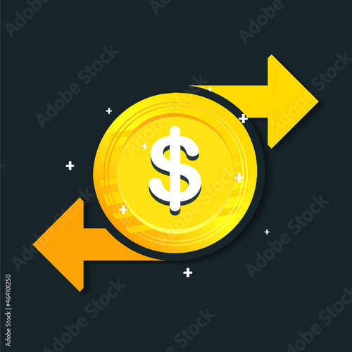 Refund dollar money coin. Money transfer. Illustration vector