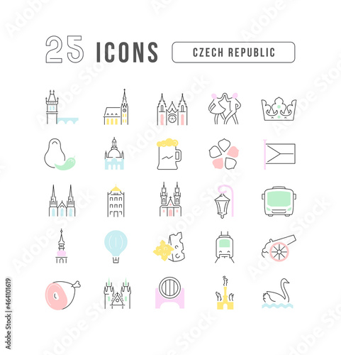 Czech Republic. Collection of perfectly thin icons for web design, app, and the most modern projects. The kit of signs for category Countries and Cities.