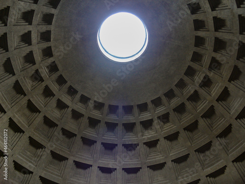 Internal view of the cielling and oculus of the Rome Agripa's Pantheon