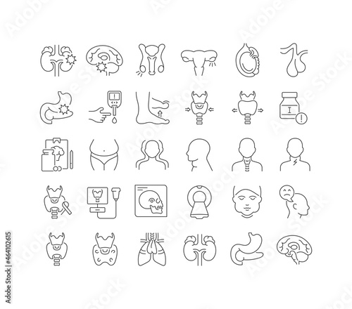Endocrinology. Collection of perfectly thin icons for web design, app, and the most modern projects. The kit of signs for category Medicine.