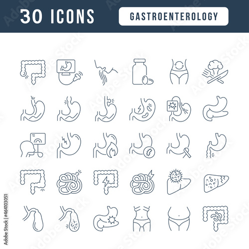 Gastroenterology. Collection of perfectly thin icons for web design, app, and the most modern projects. The kit of signs for category Medicine.