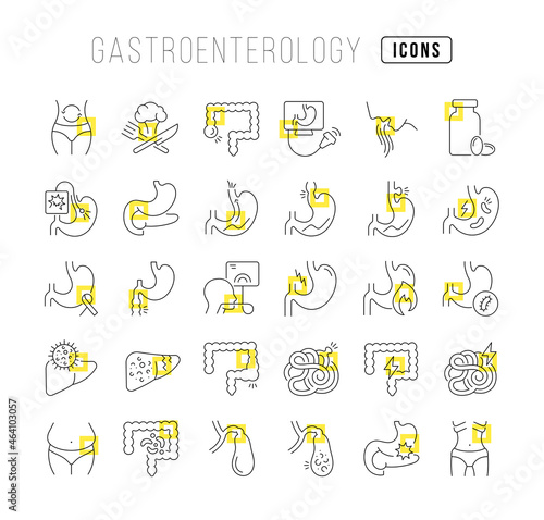 Gastroenterology. Collection of perfectly thin icons for web design, app, and the most modern projects. The kit of signs for category Medicine.