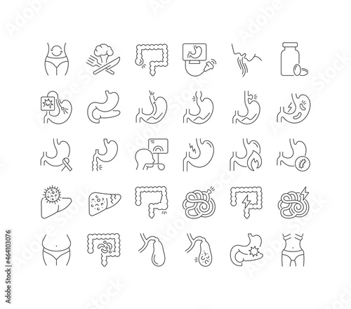 Gastroenterology. Collection of perfectly thin icons for web design, app, and the most modern projects. The kit of signs for category Medicine. photo