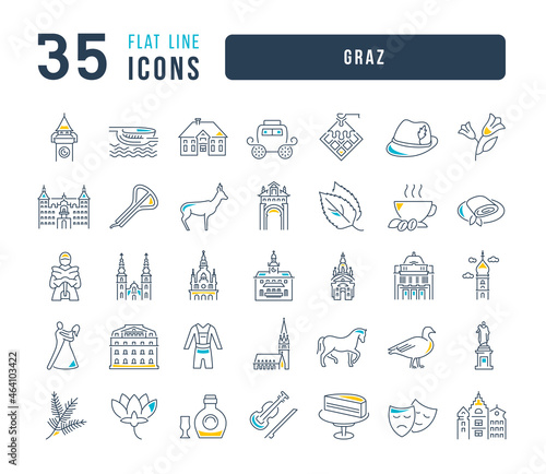 Graz. Collection of perfectly thin icons for web design, app, and the most modern projects. The kit of signs for category Countries and Cities.