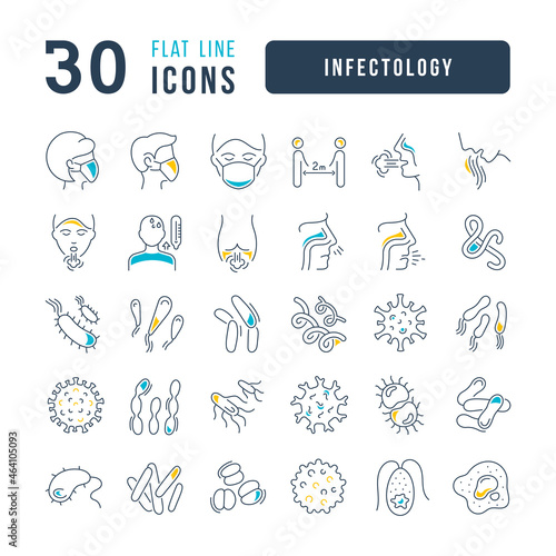 Infectology. Collection of perfectly thin icons for web design, app, and the most modern projects. The kit of signs for category Medicine.