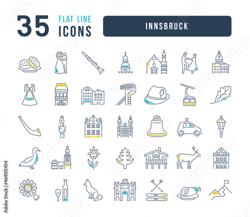 Innsbruck. Collection of perfectly thin icons for web design, app, and the most modern projects. The kit of signs for category Cities and Countries. photo