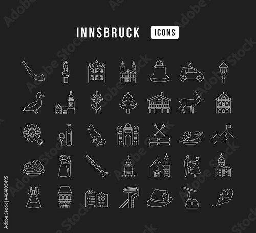 Innsbruck. Collection of perfectly thin icons for web design, app, and the most modern projects. The kit of signs for category Cities and Countries.