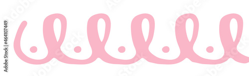 Hand drawn shapes divider. Boobs and pink ribbons. Breast cancer awareness. Vector illustration, flat design