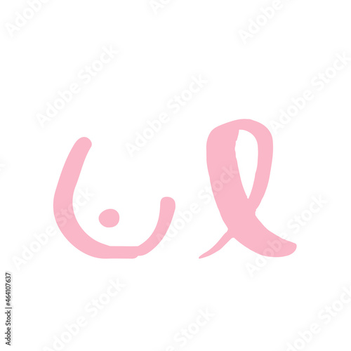 Breast cancer awareness. Hand drawn shapes. Vector illustration, flat design