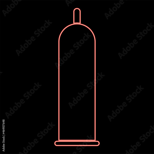 Neon latex condom icon black color in circle red color vector illustration flat style image