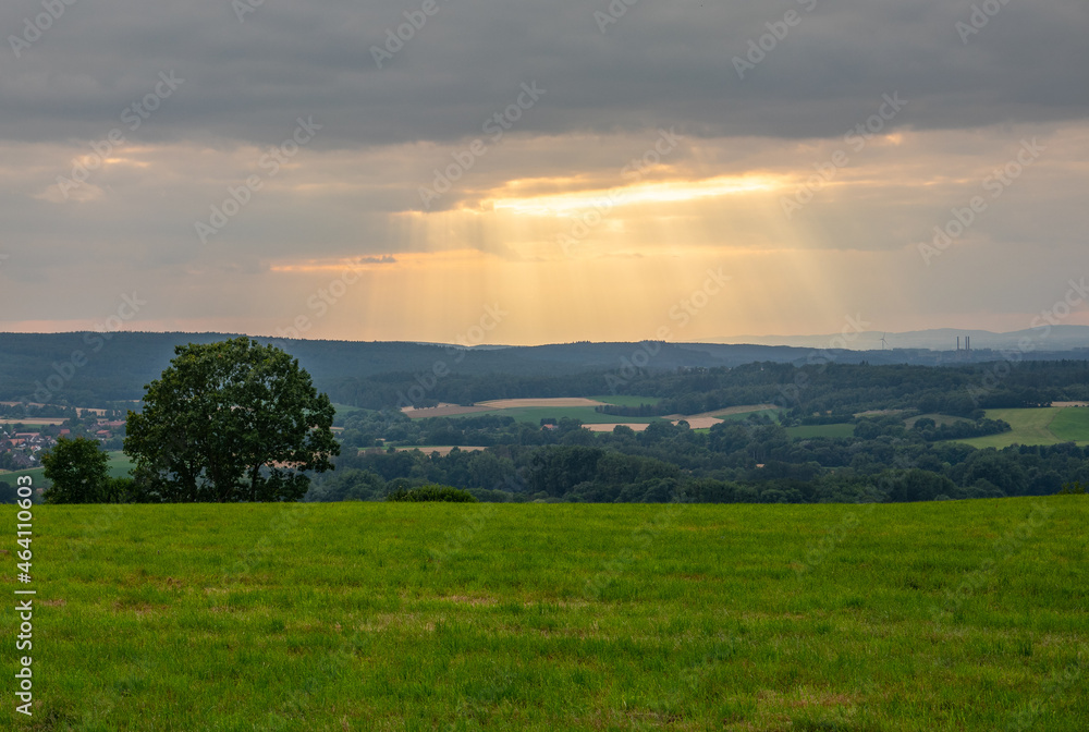 Country landscape in sunshine in Germany