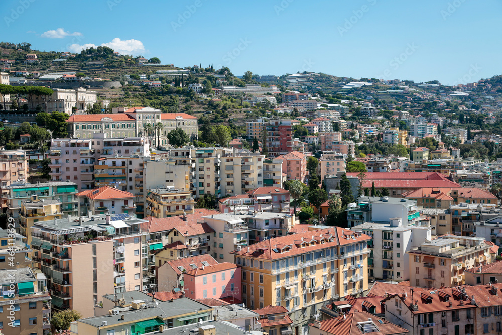 Sanremo, Italian historical city of the Ligurian riviera, in summer days with blue sky, italy