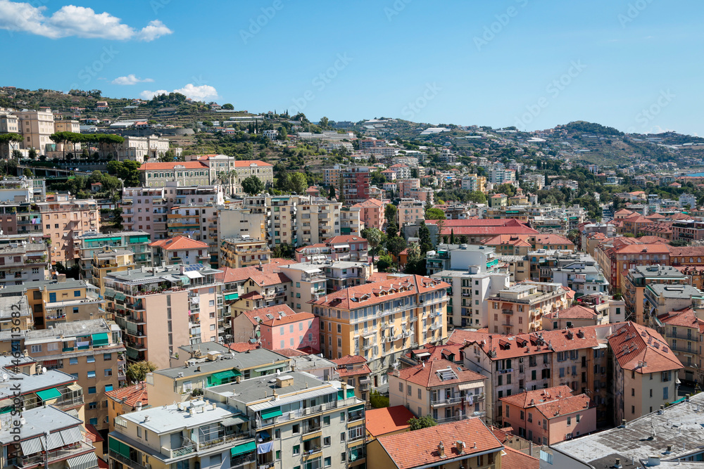 Sanremo old town known as Pigna, Italian historical city of the Ligurian riviera, in summer days with blue sky