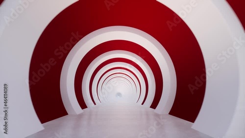 Long Red round tunnel corridor modern 3d style  photo