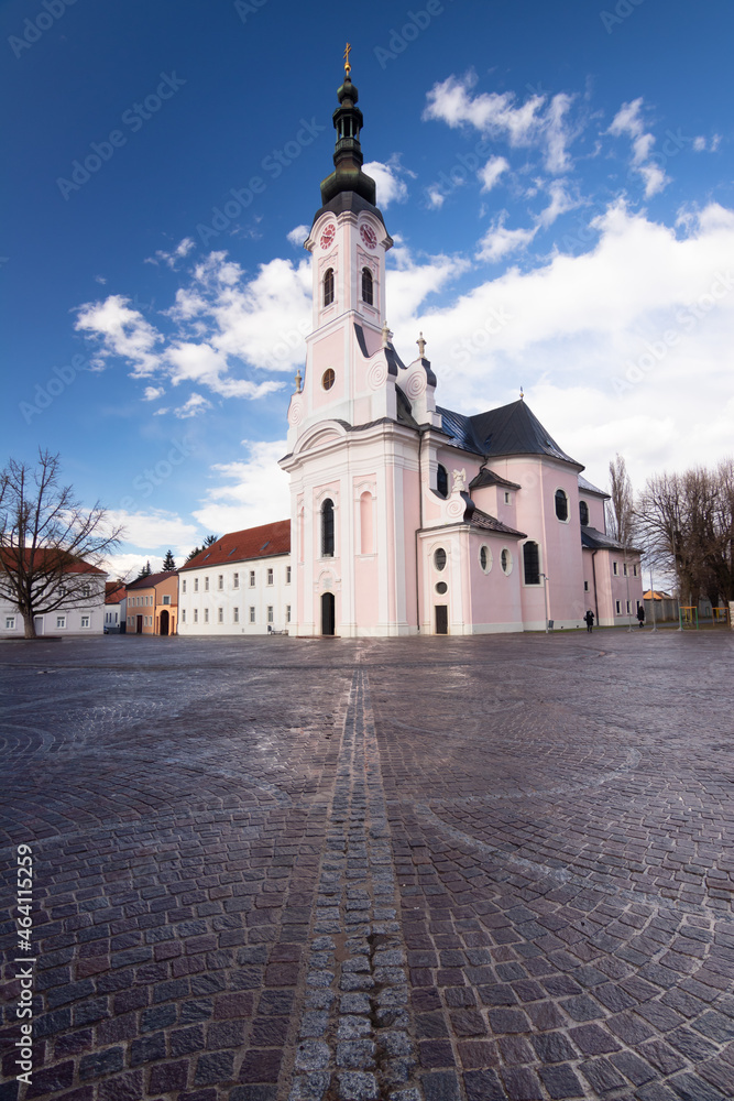 Square Saint Teresa of Avila and church in Pozega, Croatia Square Saint Teresa of Avila and church in Pozega, Croatia