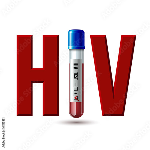 Lettering HIV in a test tube with HIV test tube like letter I.