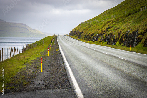 country road on faroe islands, streymoy, north atlantic, europe