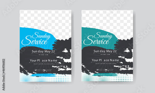 Gradient church flyer  Layout with 2 Colorful Accents Template