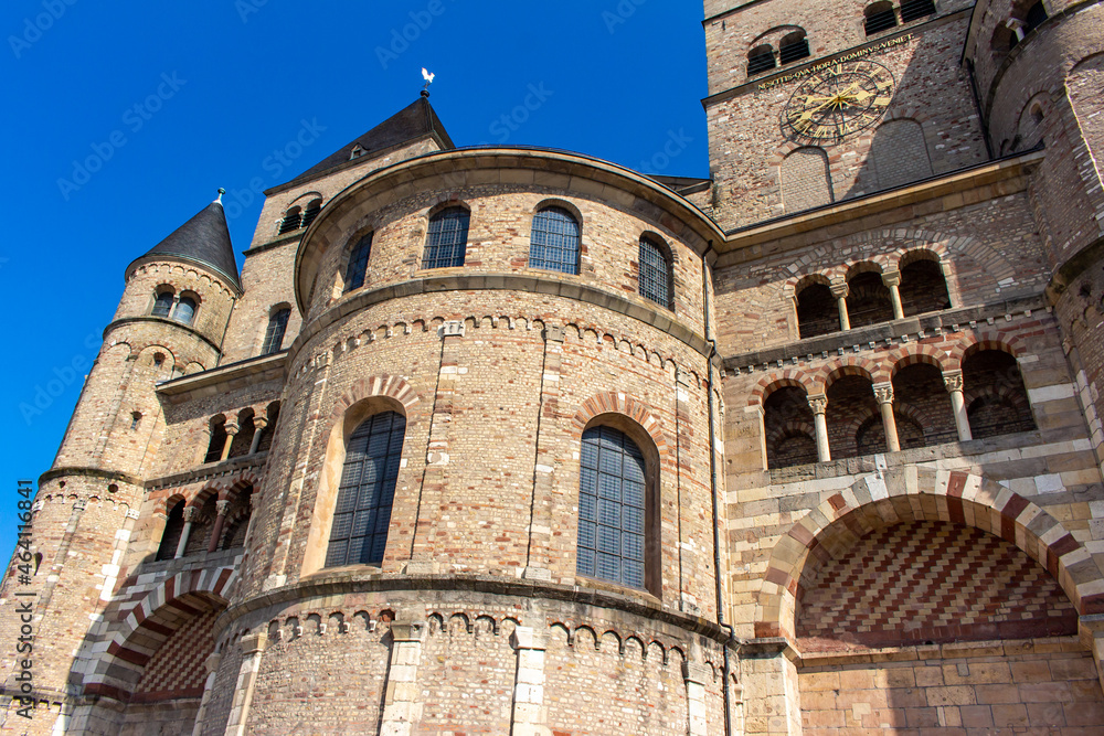 Exterior Gothic architectural texture view of the Liebfrauenkirche (Church Of Our Lady) in Trier, Germany