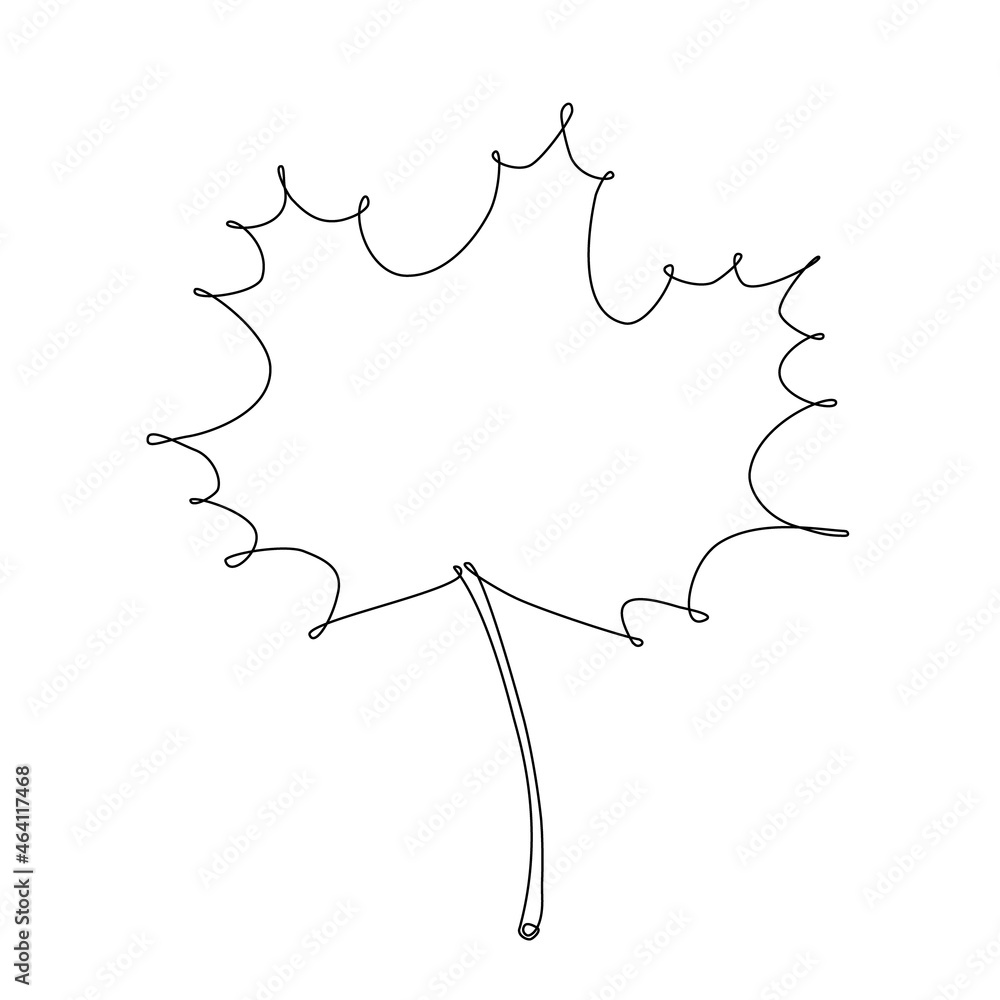 Continuous line drawing of maple leaf.