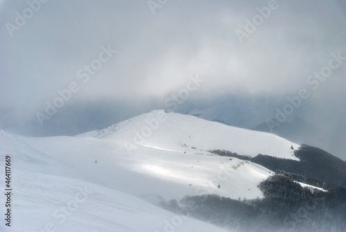 Blizzard on a mountain ridge, Bieszczady Mountains, Poland © MateuszKuca
