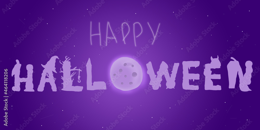 Halloween lettering. Holiday lettering for banner. Happy Halloween poster, greeting card, party invitation. 
