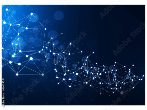 Network concept and internet communication, connection technology. Futuristic polygonal shapes technology on blue background.	
