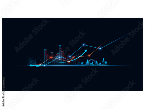 Financial business data graph chart. Chart analytics concept.