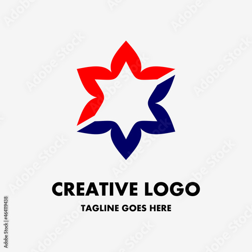 flower logo, red blue icon in the shape of a flower. jasmine flower logo illustration. creative and simple vector logo. abstract logo design. company or business logo template