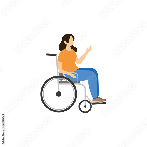  Woman having vein thrombosis disease or paralyzed feet. Disability, varicose problem, recovery after surgery concept. 
Girl with disabilities in a wheelchair.