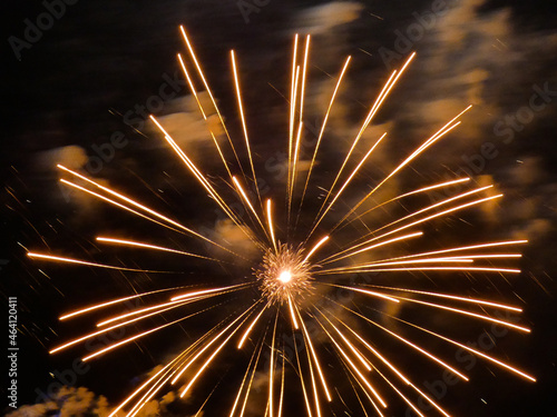 Fireworks during the feast of the Saint Amand in Senas in Provence in France  photo