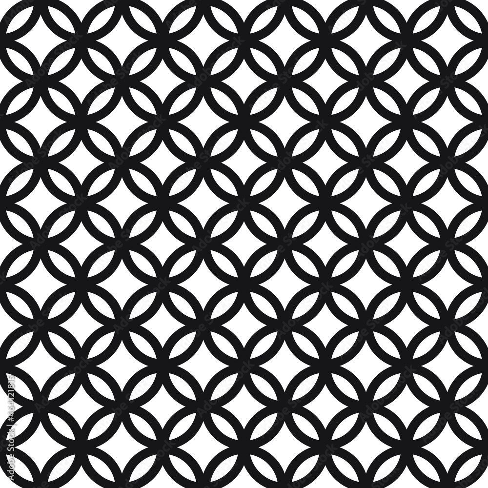 Fototapeta premium White and Black circle pattern line, seamless background. The seamless geometric pattern of circles. Wrapping paper.