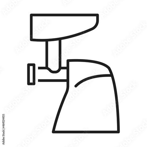 Electric meat grinder line icon monochrome vector illustration modern kitchen appliance