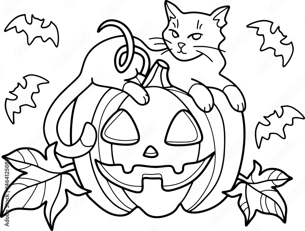 Obraz premium Halloween and cat. 