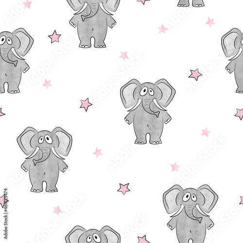 Funny elephants seamless pa...