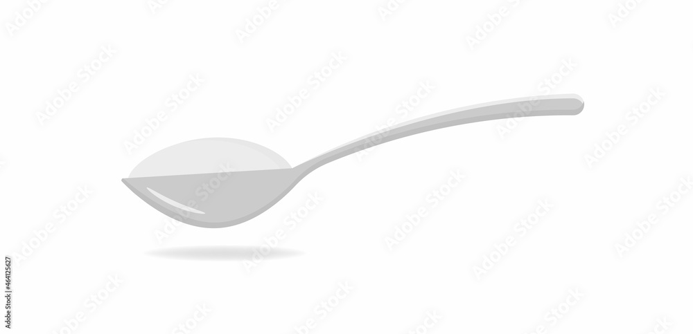 Spoon with sugar, salt or flour. Teaspoon. Vector illustration