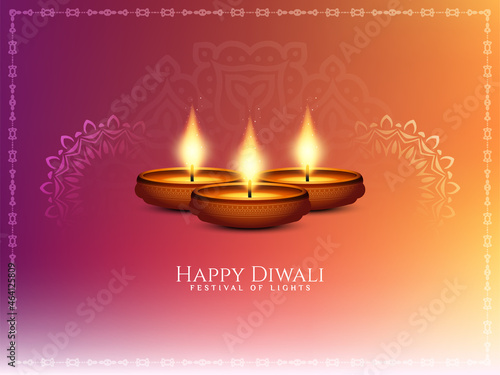 Happy Diwali festival colorful classic background with lamps